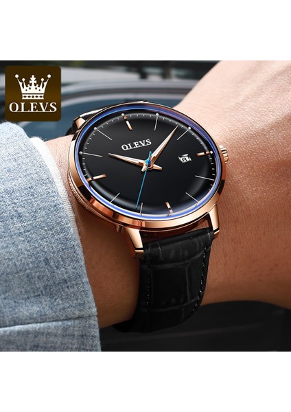 Box2 Kuvars Izle Olevs 6609 Özelleştirilmiş Sıcak Satış Stilleri Klasik Moda Tarih Su Geçirmez Deri Hakiki Otomatik Mekanik Saat Erkek Saat (Yurt Dışından) indirimleri