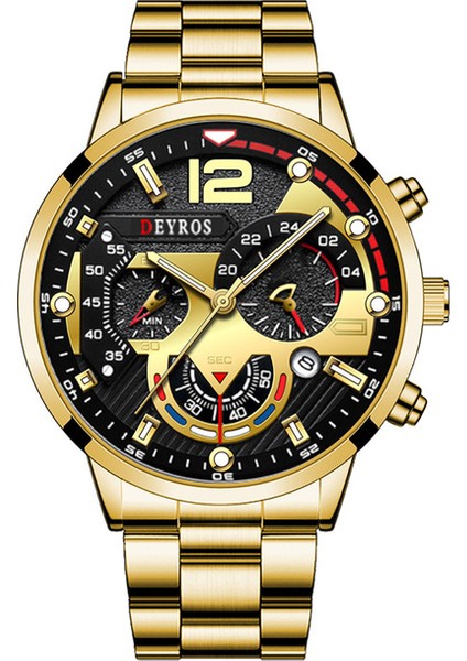 Stil 7 Lüks Moda Kuvars Saatler Bilezik Seti Kutusu ile FD058 Erkekler Için Spor Iş Saati Takvim Saatler Reloj Takı Setleri (Yurt Dışından)