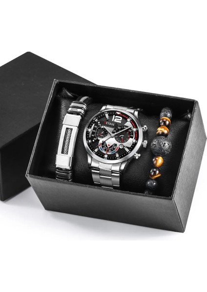 Stil 7 Lüks Moda Kuvars Saatler Bilezik Seti Kutusu ile FD058 Erkekler Için Spor Iş Saati Takvim Saatler Reloj Takı Setleri (Yurt Dışından) modelleri