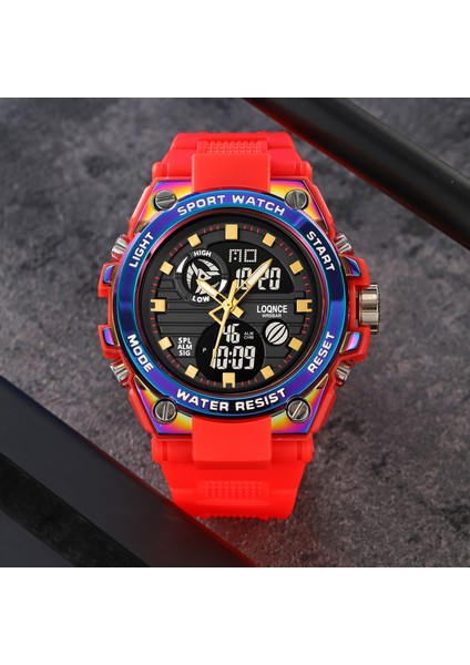 Mavi Spor Loqnce 98001 En Lüks Saatler Erkekler Erkek Dijital Saat Su Geçirmez Spor Kol Saati Çift Ekran Izle Erkek Relogio Masculino (Yurt Dışından)