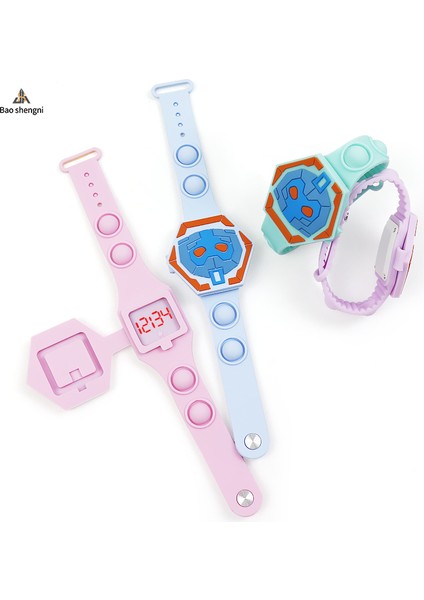 Gül Kırmızı Karikatür ve Sevimli Odm Özel Moda Bilek Saatler LED Çocuklar Dijital Silikon Kayış Pop Izle Çocuk (Yurt Dışından) fırsatları