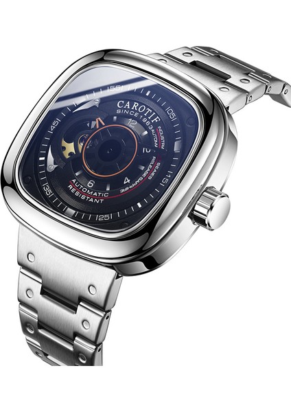 C5MECHANICAL Izle 10*10*10 Sıcak Satış Erkek Tam Otomatik Mekanik Saat Içi Boş Hareketi Çelik Şerit Kare Bilek Kuvars Izle (Yurt Dışından)