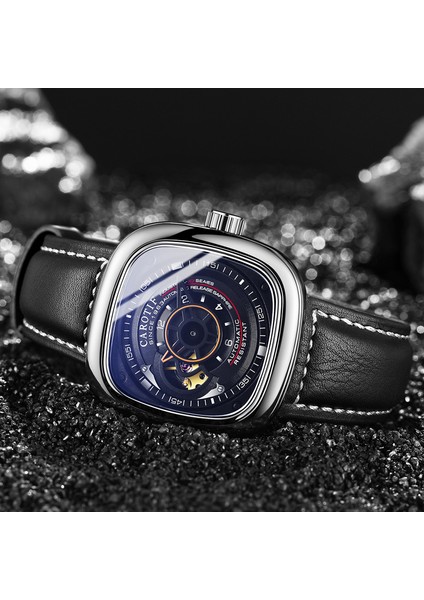 C5MECHANICAL Izle 10*10*10 Sıcak Satış Erkek Tam Otomatik Mekanik Saat Içi Boş Hareketi Çelik Şerit Kare Bilek Kuvars Izle (Yurt Dışından)