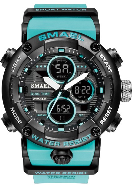 Model 9 Smael 1802 Erkek Aydınlık Dijital Saat LED Kronograf Gün Tarihi Alarm Spor Elektronik Bilek Saati (Yurt Dışından)