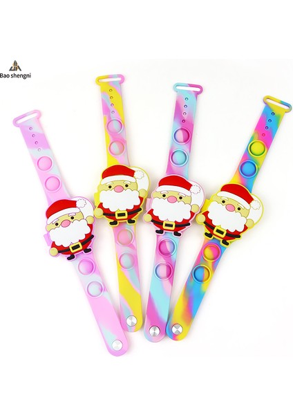 Stil 7 Karikatür ve Sevimli Jhs Oem Özel Logo Sıkma Pop Bilezik Silikon Çocuk Izle Noel Baba Karikatür Çocuk Saatleri (Yurt Dışından) modelleri