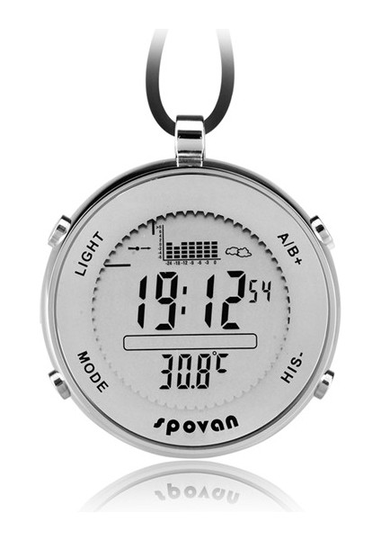 Gümüş Cep Saati Spovan Dijital Paslanmaz Çelik Malzeme 5ATM Su Geçirmez SPV600 Cep Balıkçılık Saati (Yurt Dışından)