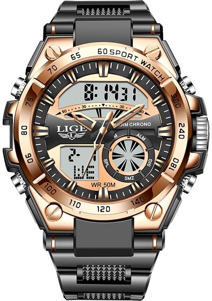 LG8971B Dijital Saat Lige 2023 Erkek Dijital Saatler 5ATM Su Geçirmez Spor Kol Saati Kuvars Aydınlık Izle Erkekler Için Silikon Saat (Yurt Dışından)