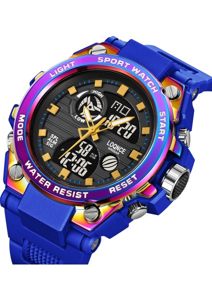 Renkli Kırmızı Spor Oem Loqnce Erkekler Dijital Saat S-Stil Spor Saatler Çift Ekran Su Geçirmez Elektronik Kol Saati Relogio Masculino (Yurt Dışından) fırsatları