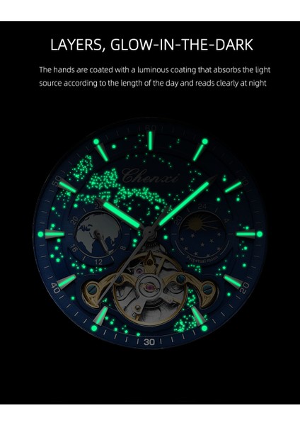 CX8872-6 Yeni Varış Üst Marka Lüks Tourbillon Izle Saat Su Geçirmez Aydınlık Kol Saati Erkek Otomatik Mekanik Saatler (Yurt Dışından)