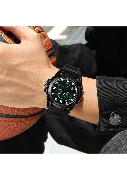 Gül Altın Çift Ekran 50AMT Su Geçirmez Kol Saati Saat Spor Izle Erkek Spor Izle LED Kuvars Erkekler S Şok (Yurt Dışından) modelleri