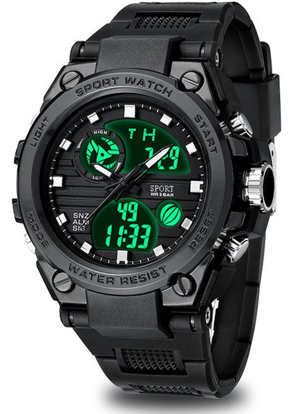 Gül Altın Çift Ekran 50AMT Su Geçirmez Kol Saati Saat Spor Izle Erkek Spor Izle LED Kuvars Erkekler S Şok (Yurt Dışından) fırsatları