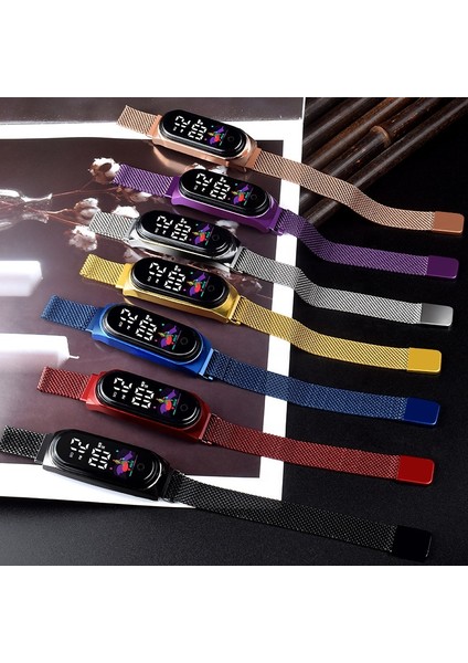 Gül Altın Sıcak Satış Moda Elbise Mi8 Metalik Bilezik Dokunmatik Ekran Dijital Saat Su Geçirmez Takı Tarihi LED Elektronik Saatler (Yurt Dışından)