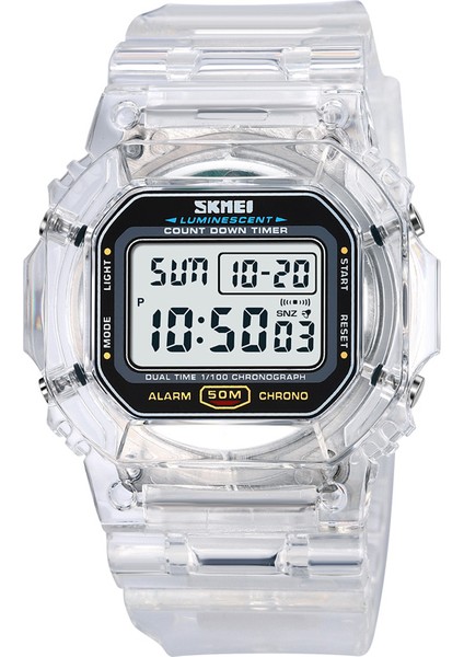 Beyaz Dijital Saat Skmei 1999 Özel Le Işık Kol Saati Reloj De Hombre 50M Kol Saatleri Transparente Band Erkekler Için LED Dijital Spor Saatler (Yurt Dışından)
