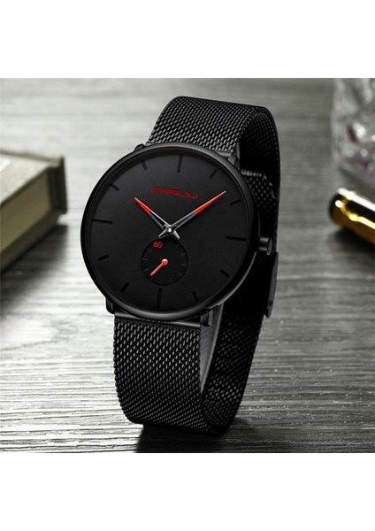 Kırmızı Crrju 2150 Moda Erkek Saat Üst Marka Lüks Kuvars Izle Erkekler Rahat Ince Örgü Çelik Su Geçirmez Spor Saat Relogio Masculino (Yurt Dışından)