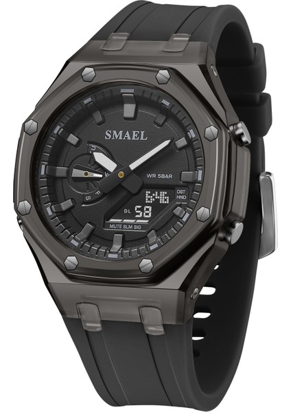 Siyah Kadın Boyutu Yeni Varış Smael 8088 Kadın Analog Dijital Saat Kol Saati Açık Spor LED Moda Renkli Spor Saat (Yurt Dışından)