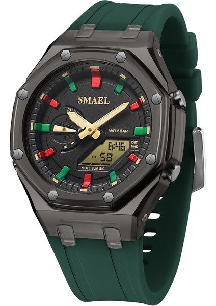 Siyah Kadın Boyutu Yeni Varış Smael 8088 Kadın Analog Dijital Saat Kol Saati Açık Spor LED Moda Renkli Spor Saat (Yurt Dışından) fırsatları