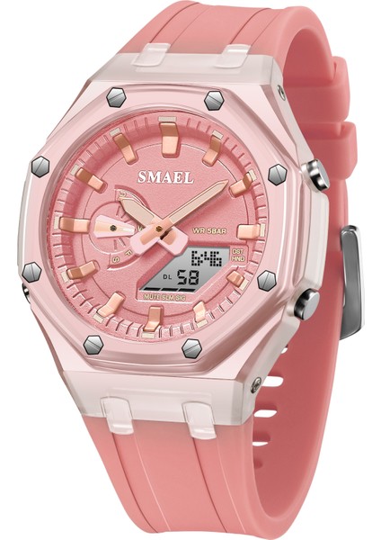 Siyah Kadın Boyutu Yeni Varış Smael 8088 Kadın Analog Dijital Saat Kol Saati Açık Spor LED Moda Renkli Spor Saat (Yurt Dışından) indirimleri