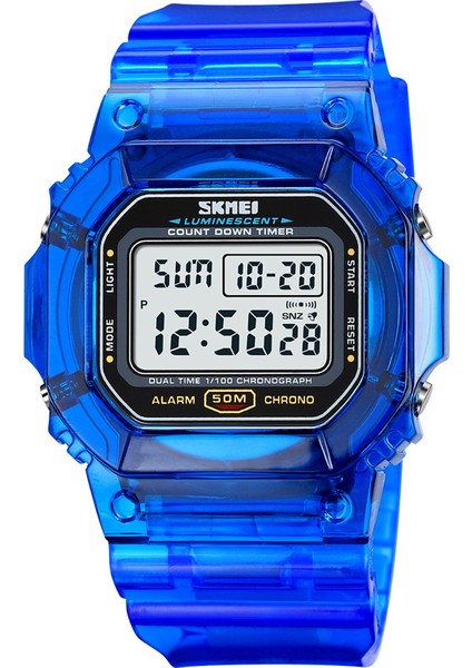 Mavi Dijital Saat Skmei 1999 Özel Logo Erkek Reloj De Hombre Le Işık Izle 50 M Su Geçirmez Transparente Kronograf LED Dijital Spor Saatleri (Yurt Dışından)