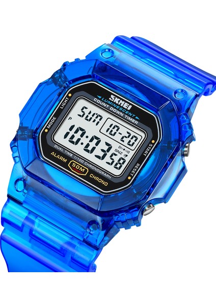 Mavi Dijital Saat Skmei 1999 Özel Logo Erkek Reloj De Hombre Le Işık Izle 50 M Su Geçirmez Transparente Kronograf LED Dijital Spor Saatleri (Yurt Dışından) fırsatları