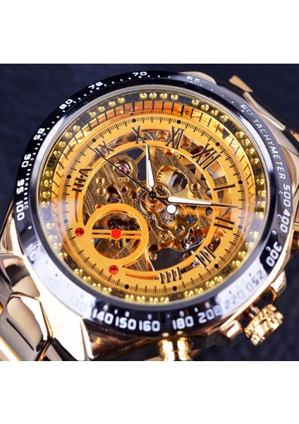 C1 Moda Erkek Lüks Kol Saati Otomatik Mekanik Saat Altın Izle Kişiselleştirilmiş Moda Paslanmaz Çelik Mekanik Saat Oymak (Yurt Dışından)