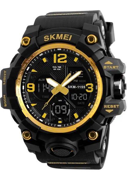 11 Skmei 1155B Atletik Saatler Sıcak Reçel Tangan Skmei 1155B Analog Dijital Saat Kamuflaj Yeşil Spor Erkek Kol Saati (Yurt Dışından)