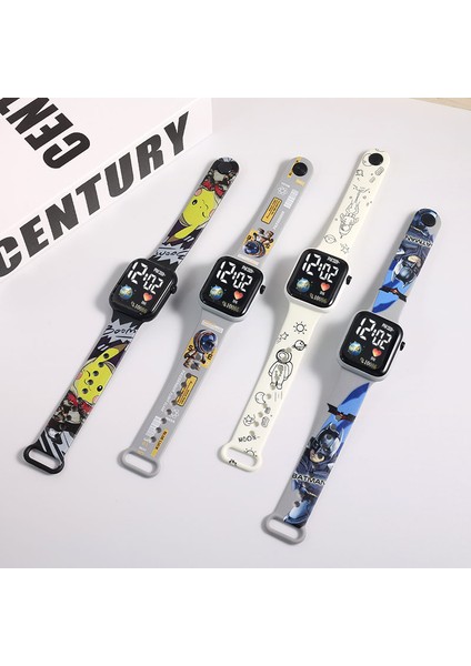18 LED Izle Jhd Karikatür Baskı Tpu Kayış Çocuklar ve Yetişkinler Için LED Bilek Izle Dijital Saat (Yurt Dışından)