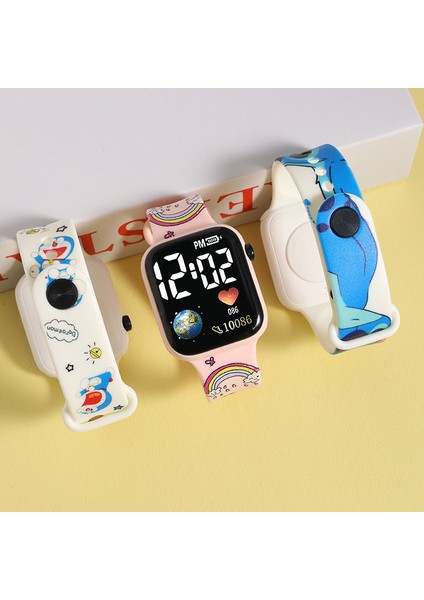 18 LED Izle Jhd Karikatür Baskı Tpu Kayış Çocuklar ve Yetişkinler Için LED Bilek Izle Dijital Saat (Yurt Dışından)