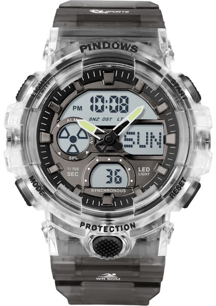 PDS-S9201-N7 Dijital Saat Pindows Yeni Tasarım Özel Logo Dijital 50M Su Geçirmez Büyük Kasa Klasik Kronograf Spor Erkekler Için Özel Analog Dijital Saatler (Yurt Dışından)