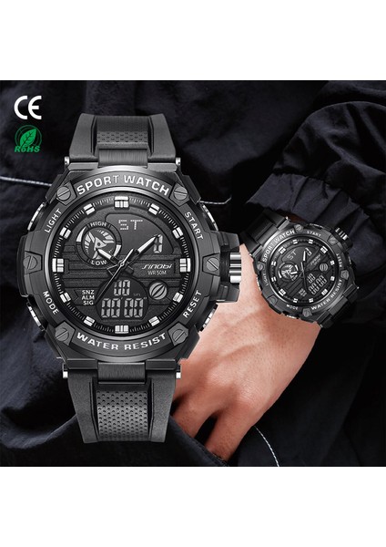 Siyah Sinobi Paslanmaz Çelik Metal Kemer LED Çift Ekranlı Dijital Saatler Guangzhou Saat Fabrikasından Erkekler Için Relojes Hombre (Yurt Dışından)