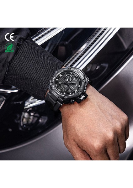 Siyah Sinobi Paslanmaz Çelik Metal Kemer LED Çift Ekranlı Dijital Saatler Guangzhou Saat Fabrikasından Erkekler Için Relojes Hombre (Yurt Dışından)