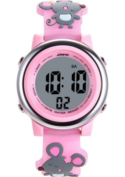 Pembe Fare Okuma Saati Sıcak Satış Su Geçirmez Dijital Çocuk Karikatür Spor Takvimleri Dijital Saatler El Izle Kızlar Için Renkli Aydınlık Izle (Yurt Dışından)