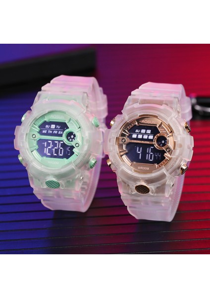 GND002-5 Çalar Saatli Unisex Su Geçirmez LED Kol Saati 12/24 H Kronometre Takvim Erkek ve Kız Çocuk Spor Dijital Saatler (Yurt Dışından)