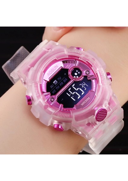 GND002-5 Çalar Saatli Unisex Su Geçirmez LED Kol Saati 12/24 H Kronometre Takvim Erkek ve Kız Çocuk Spor Dijital Saatler (Yurt Dışından)