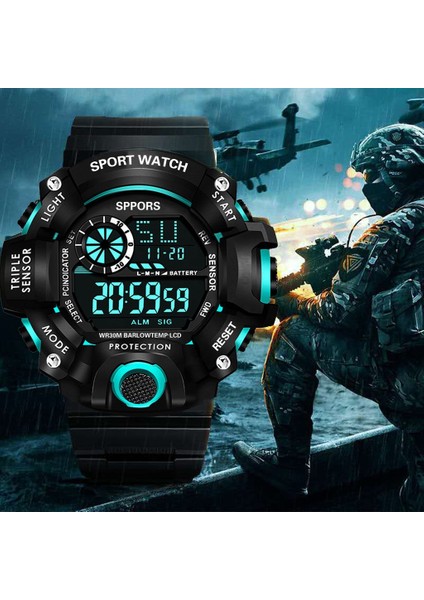 Yeşil Spor Dijital Saat Basit Dijital LED Su Geçirmez Izle Erkek Izle G Tarzı Öğrenci Spor Açık Izle (Yurt Dışından)