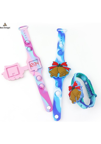 Stil 4 Moda Sevimli Özel Tasarım Karikatür Oyuncaklar Izle Sıkıştırılmış Kabarcık Çan Kapaklı Camo LED Dijital Bileklik Çocuk Öğrenci Öğrenci Izle (Yurt Dışından) indirimleri