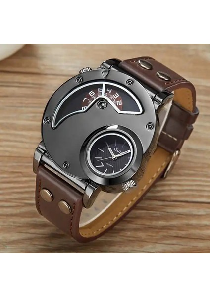 OU021928 Erkek Saat Oulm 9591 Benzersiz Dropshipping Erkek Kuvars Izle Orijinal Pu Deri Bant Suya Dayanıklı Otomatik Tarih Vintage Spor Kol Saati (Yurt Dışından) fiyatları