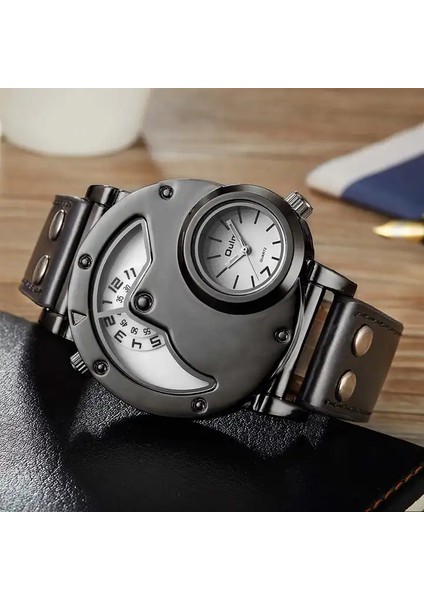 OU021928 Erkek Saat Oulm 9591 Benzersiz Dropshipping Erkek Kuvars Izle Orijinal Pu Deri Bant Suya Dayanıklı Otomatik Tarih Vintage Spor Kol Saati (Yurt Dışından) modelleri