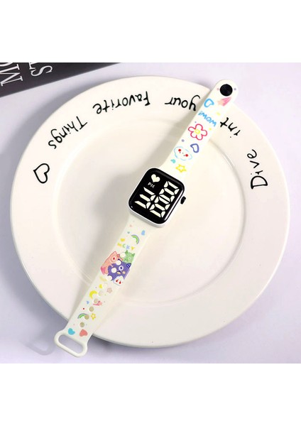 Üç Sevimli Canavarlar 1 Dijital LED Çocuk Saati Hayvan Baskılı ve Dokunmatik Ekran Fonksiyonlu Çocuklar Bileklik Saat Eğlenceli Karikatür Baskılı (Yurt Dışından)