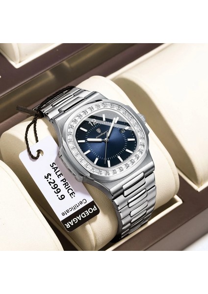 918 Sl Wh S Kuvars Izle Poedagar Lüks Erkekler Kuvars Izle Moda Kare Reloj Su Geçirmez Aydınlık Tarih Paslanmaz Çelik Saat Erkekler Için (Yurt Dışından)