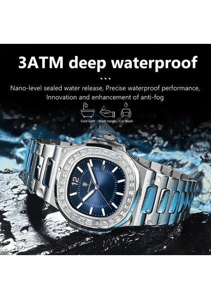 918 Sl Wh S Kuvars Izle Poedagar Lüks Erkekler Kuvars Izle Moda Kare Reloj Su Geçirmez Aydınlık Tarih Paslanmaz Çelik Saat Erkekler Için (Yurt Dışından)