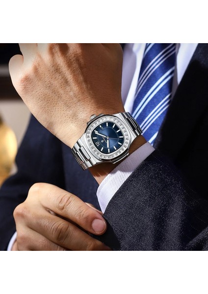 918 Sl Wh S Kuvars Izle Poedagar Lüks Erkekler Kuvars Izle Moda Kare Reloj Su Geçirmez Aydınlık Tarih Paslanmaz Çelik Saat Erkekler Için (Yurt Dışından)