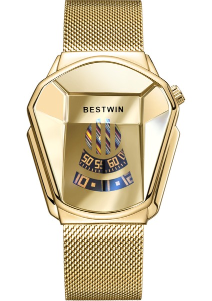 Hoursly Erkekler #1 Bestwin Izle 6615 Saatlik Erkekler ve Kadınlar Için Marka Lüks Altın En Iyi Win Kol Saati Su Geçirmez Geometrik Şekil Kuvars Saatler (Yurt Dışından)