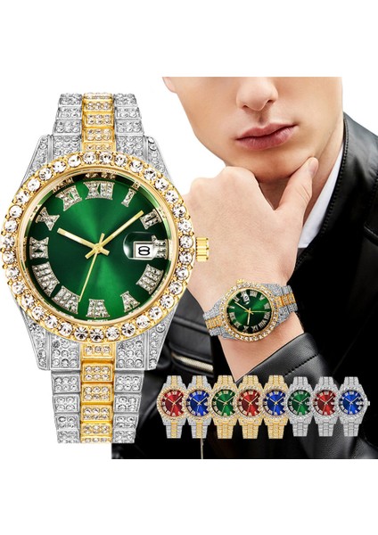 Stil-1 Trendy Relogio Masculino Erkek Saatler Lüks Kuvars Izle Elmas Moda Aydınlık Saat Hediye Izle Takvim 2023 (Yurt Dışından)