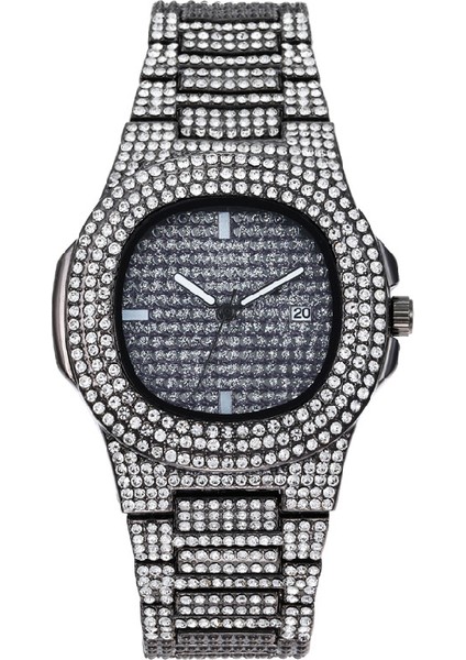Gümüş Altın En Çok Satan Üst Marka Lüks Bling Kuvars Kare Erkek Saat Relojes Hip Hop Altın Tam Elmas Buzlu Out Izle (Yurt Dışından)