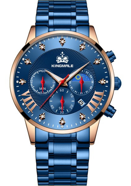 Siyah + Gül Altın Eller Kuvars Izle Kingmale 1901 Özel Logo Su Geçirmez Saat Kronograf Moda Aydınlık Çok Fonksiyonlu Erkek Kuvars Izle Kutusu Paslanmaz Çelik (Yurt Dışından) fiyatları