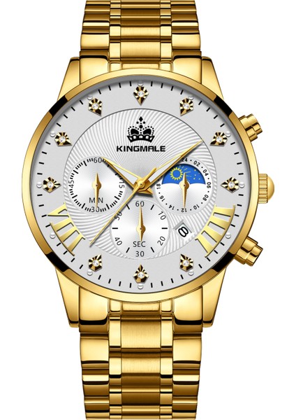 Siyah + Gül Altın Eller Kuvars Izle Kingmale 1901 Özel Logo Su Geçirmez Saat Kronograf Moda Aydınlık Çok Fonksiyonlu Erkek Kuvars Izle Kutusu Paslanmaz Çelik (Yurt Dışından) indirimleri