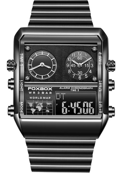 Siyah Dijital Saat FB0011 Lüks LED Spor Chronograph Dijital Saatler Çelik Otomatik Erkek Çalar Saat Kol Saati Saatler Erkekler Bilek (Yurt Dışından)