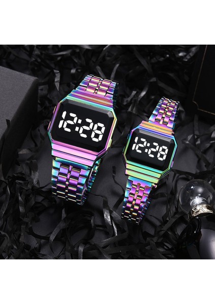 Siyah Büyük + Küçük Erkek ve Kadın Aynı Stil LED Elektronik Dokunmatik Ekran Kuvars Izle Moda Kişilik Bayanlar Izle Çelik Kemer Çift Izle (Yurt Dışından) fiyatları