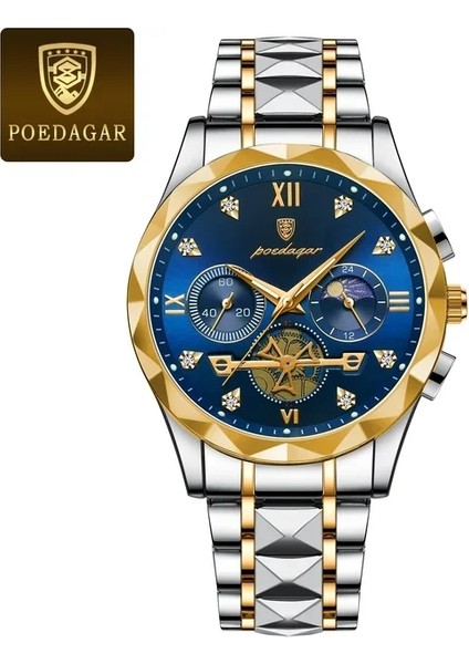 D Poedagar Poedagar 996 Moda Kuvars Erkek Izle Paslanmaz Çelik Erkek Lüks Kol Saatleri Erkekler Için Üst Marka Iş Su Geçirmez Tarih Izle (Yurt Dışından)