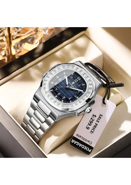 B Izle Üst Marka Poedagar 925 Moda Gül Altın Kare Erkekler Kuvars Izle Su Geçirmez Aydınlık Tarih Paslanmaz Çelik Izle Erkekler Için (Yurt Dışından) fiyatları